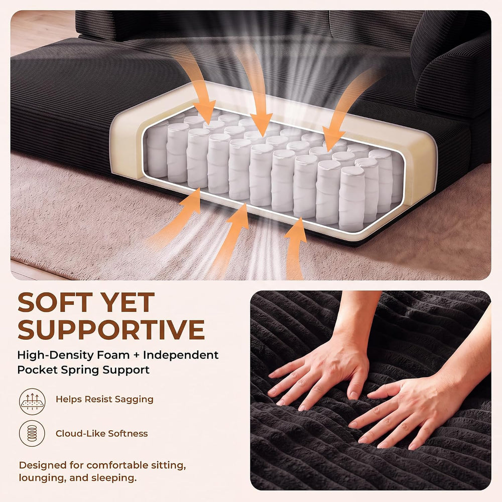 79" High‑Back Convertible Futon Sofa Bed, Boneless Couch for Living Room
