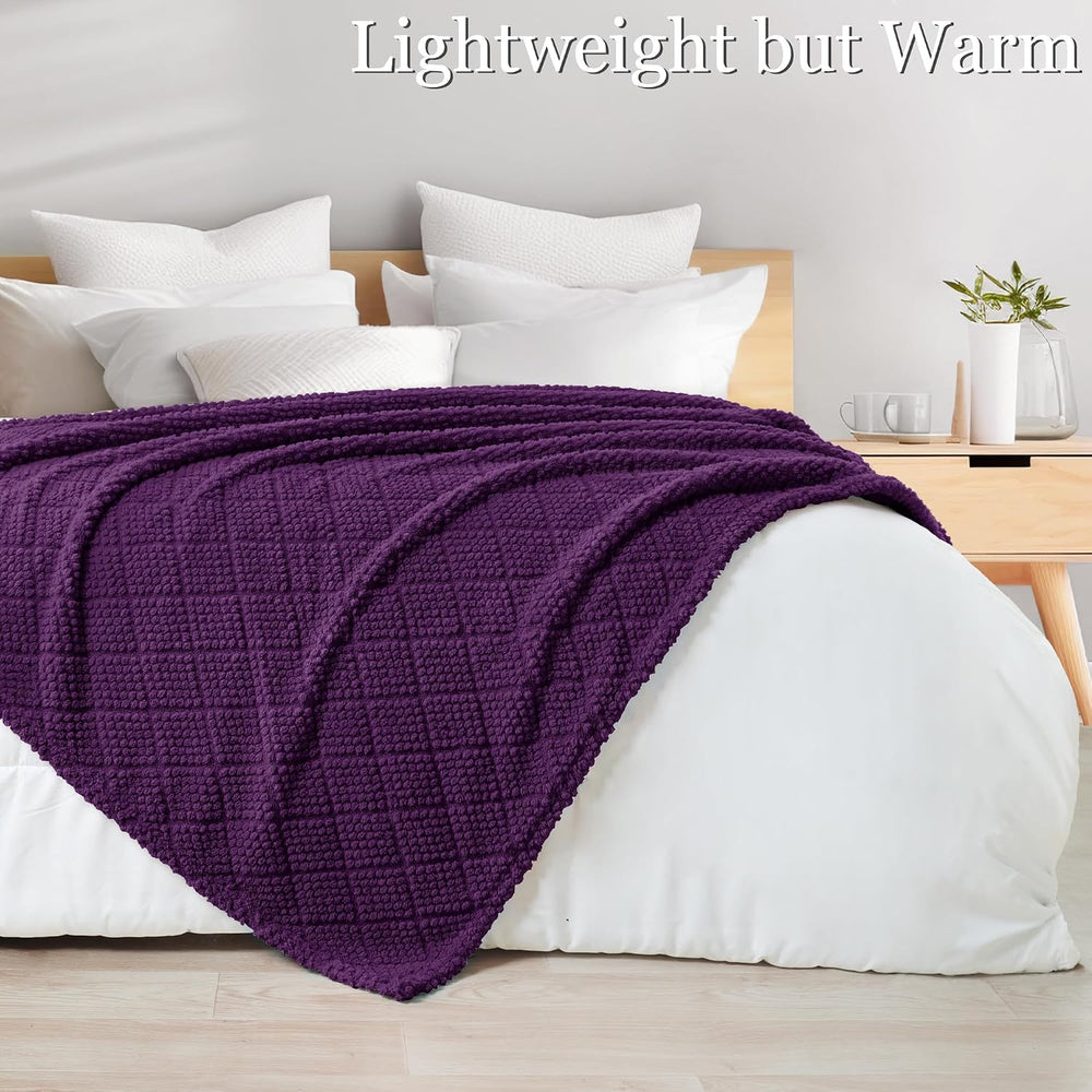 Whale Flotilla Soft Fleece King Size Blanket for Bed, Purple