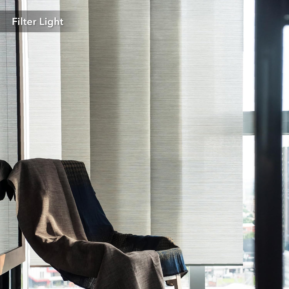 GoDear Design Natural Woven Light Filtering Panel Track Blinds, Marble