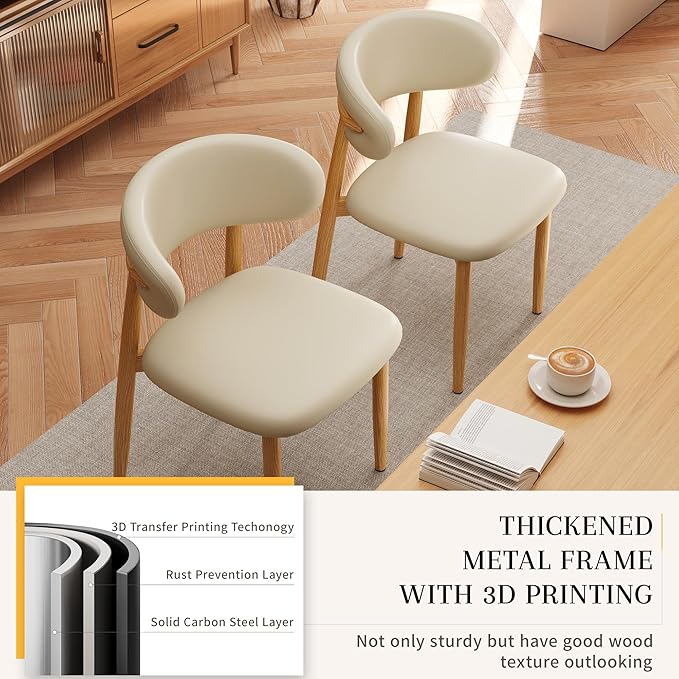 Kitchen Dining Chairs Set of 4 Modern Upholstered Leather Farmhouse Dining Ro...