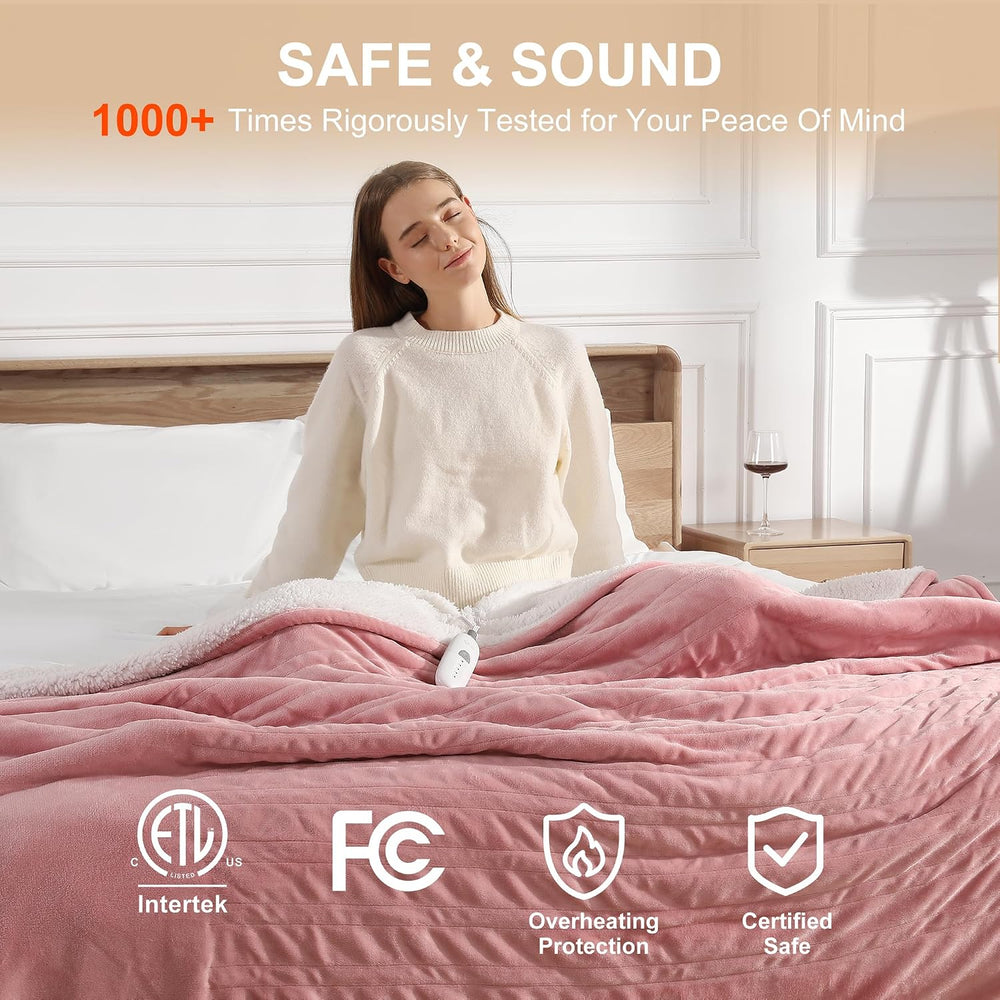 Heated Blanket Pink Heated Throw Blanket Heating Blanket 50"x60" Ul...