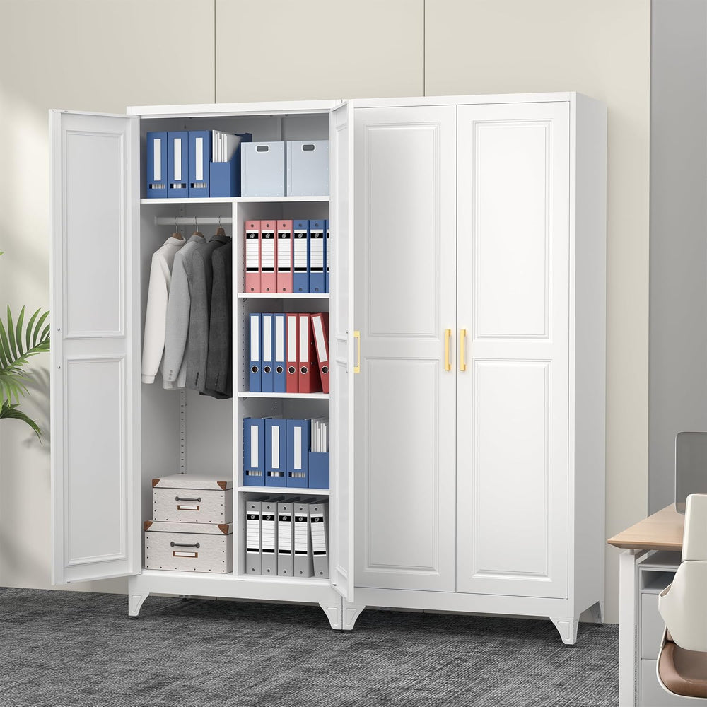 Polup Metal Armoire Wardrobe Closet, 71" Tall Wardrobe Cabinet with 2 Doors