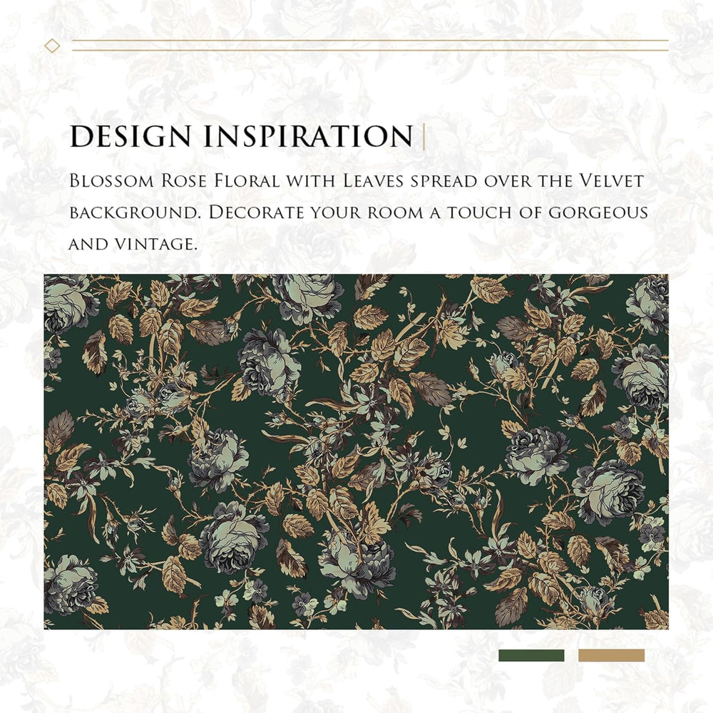 StangH Retro Green Floral Velvet Curtains for Bedroom, W52 x L96, 2 Panels