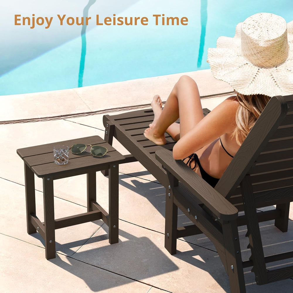 LUE BONA Outdoor Side Table Set of 2, HDPS Small Outdoor Table, Adirondack Si...