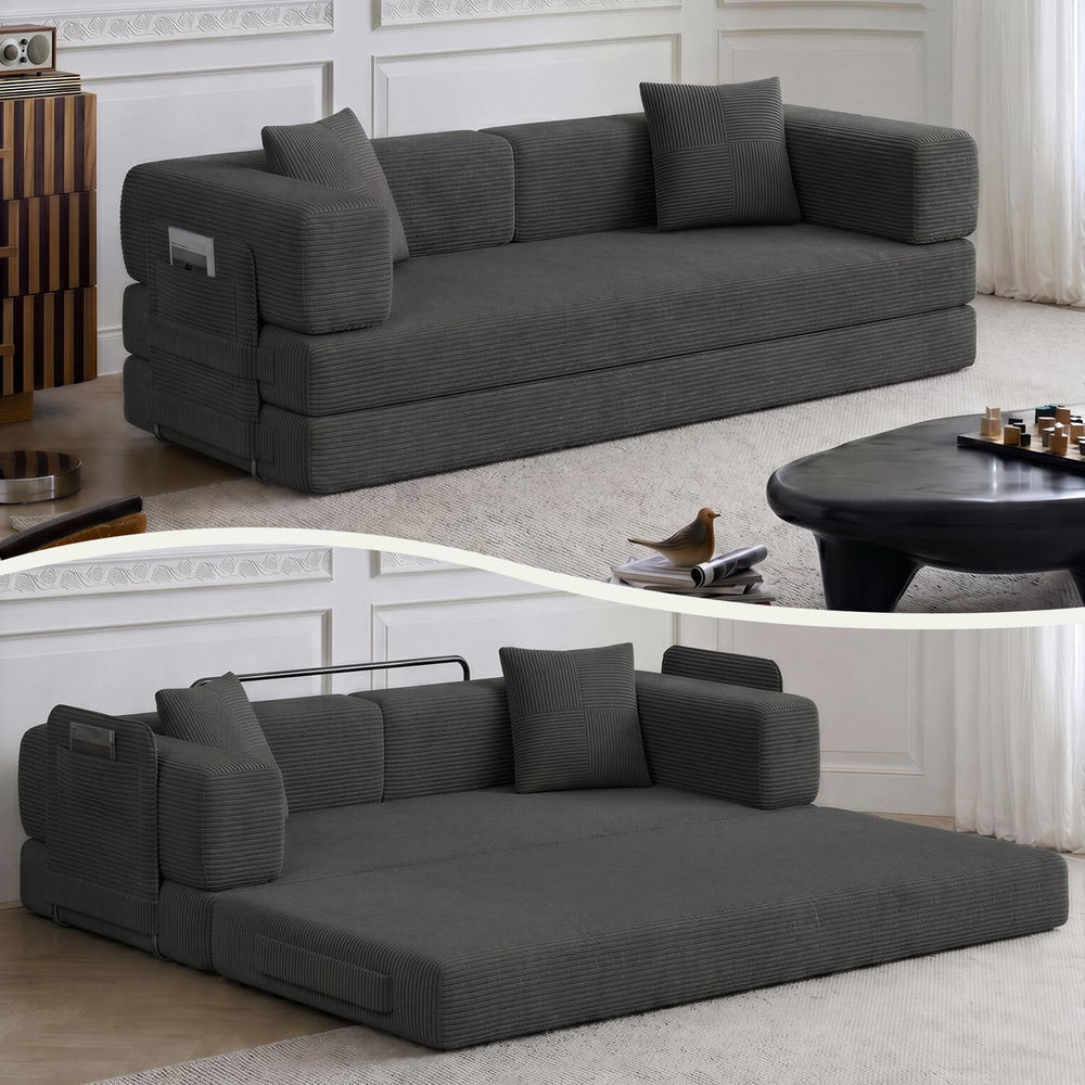79.5" Convertible Futon Sofa Bed, Boneless Couch for Living Room