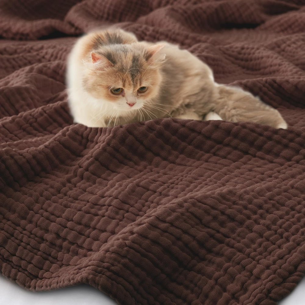 Carriediosa 100% Cotton Muslin Throw Blanket 90 x 90 Summer Gauze for Adult