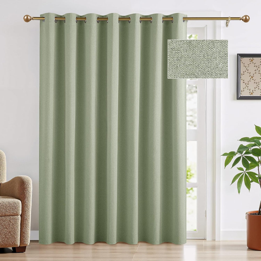 RYB HOME Sage Green Total Blackout Curtain for Sliding Door Living Room