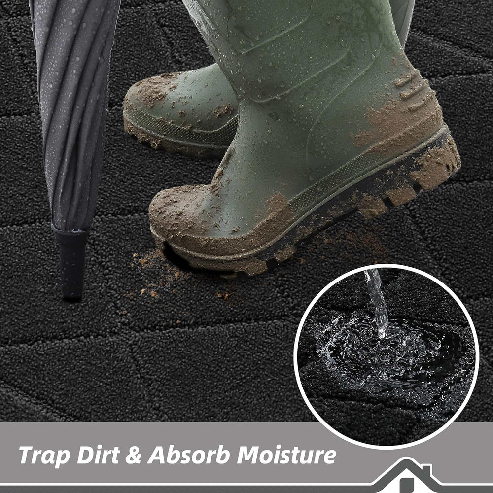 BEQHAUSE Dirt Trapper Door Mat 24" x 36", Doormat Non-Slip, Black