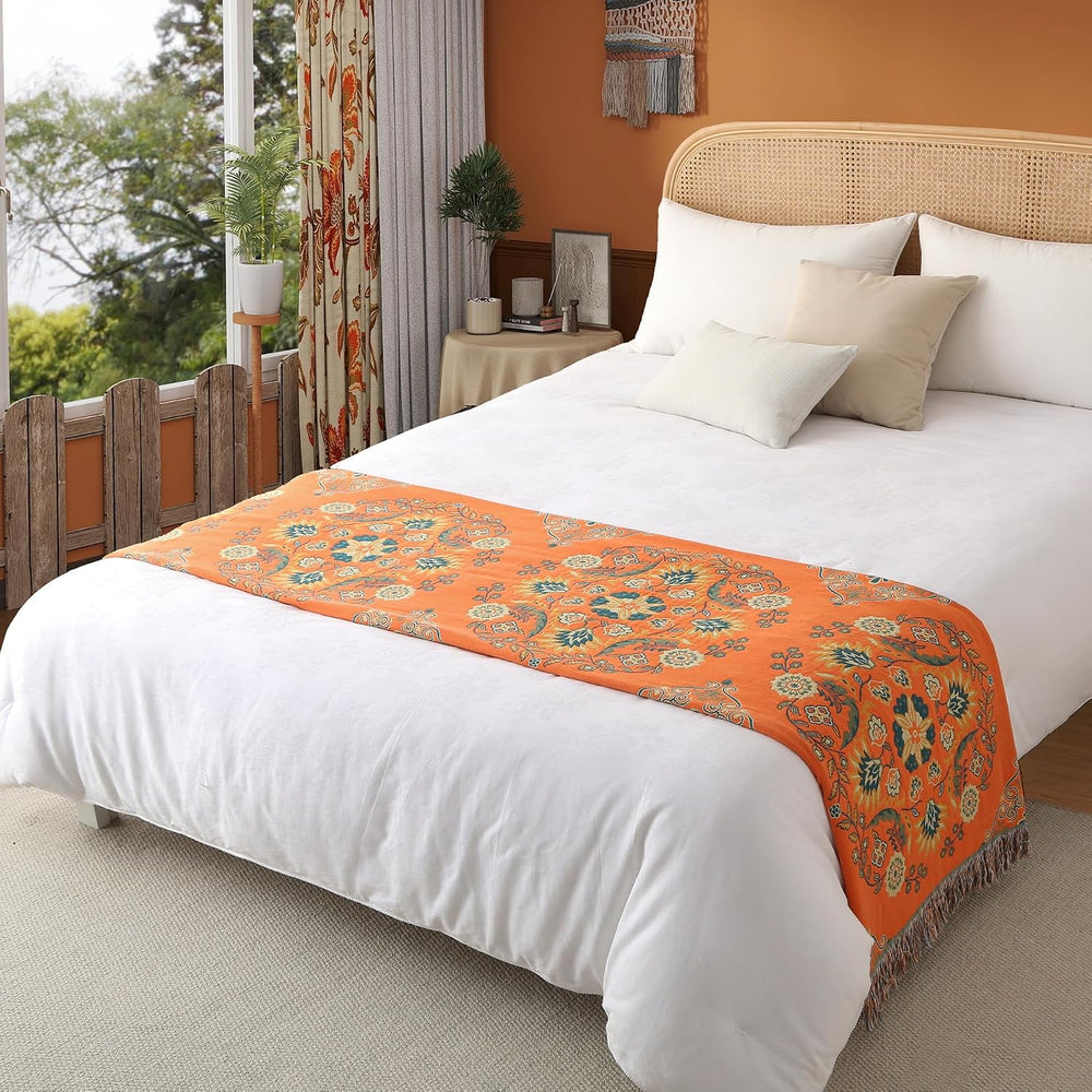Phuryllic Boho Throw Blanket Twin Size, Soft Cozy Cotton Muslin Quilt Blanket...