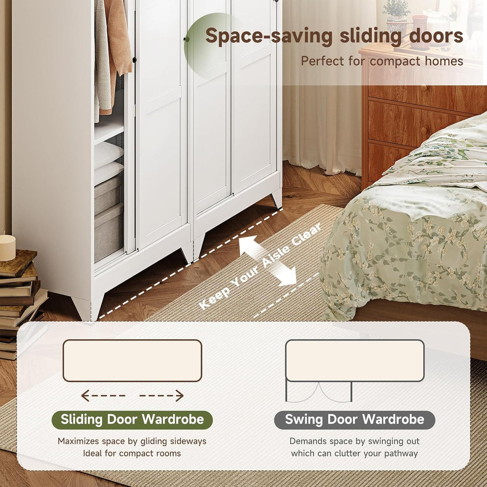 Armoire Wardrobe Closet,20" Deep Armoire Wardrobe Cabinets with Sliding ...
