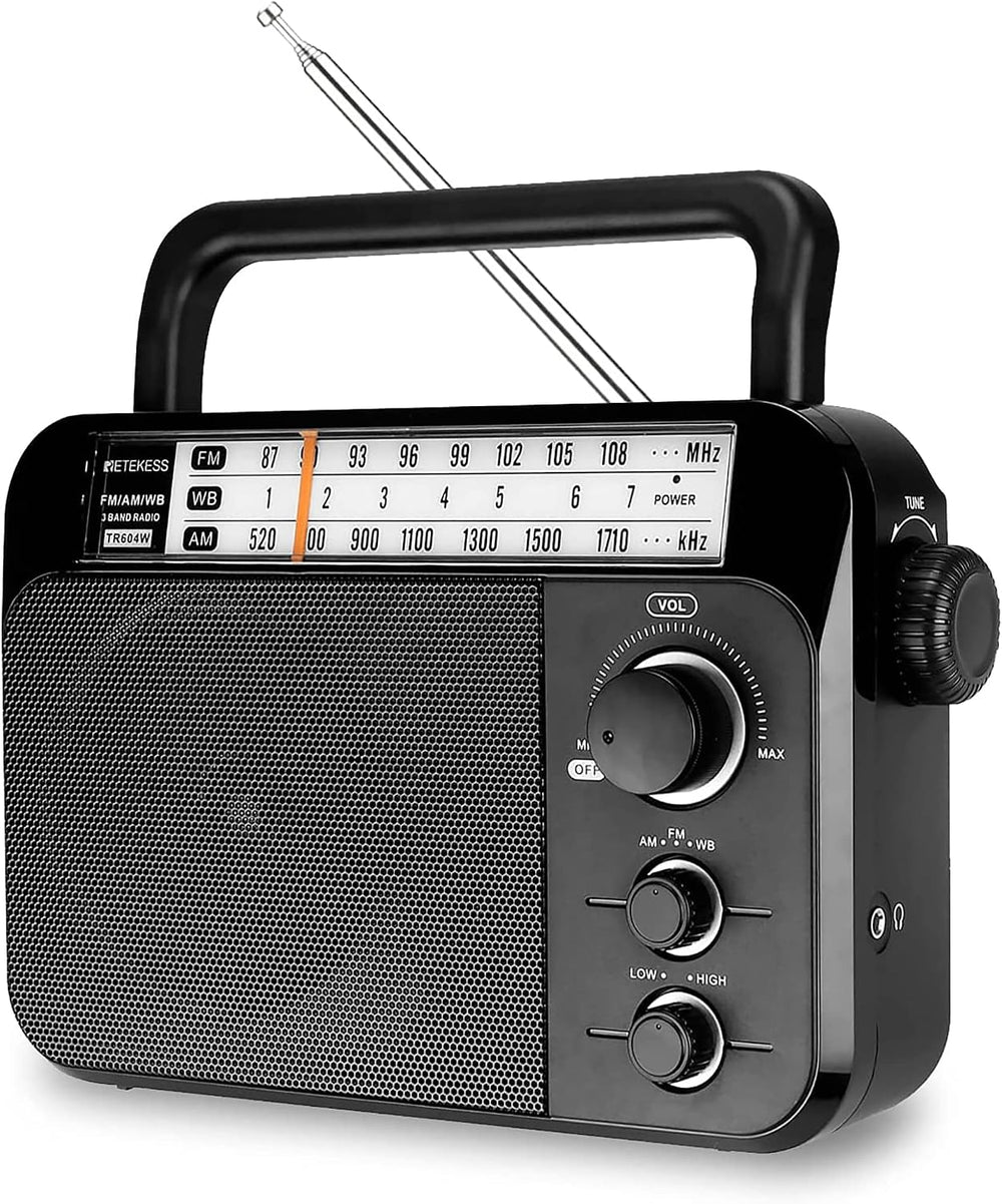 Retekess TR604W AM FM NOAA Radio, Portable Emergency Weather Radios(Black)