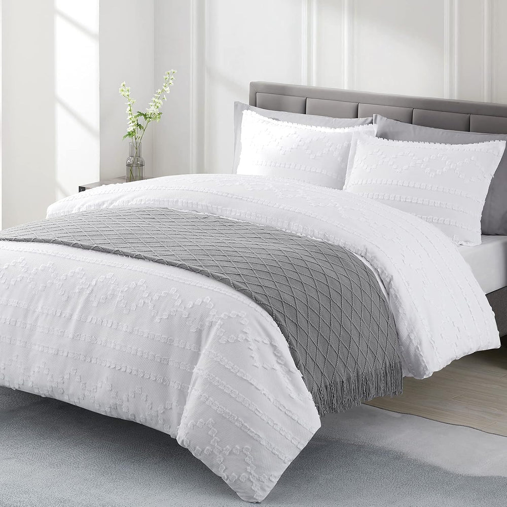BOURINA Light Grey Throw Blanket 50x90Inch Boho Knit Soft Throw Bed Blanket