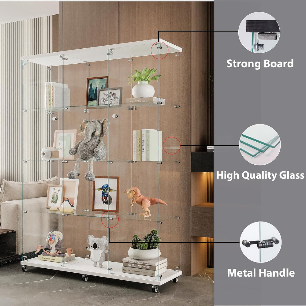 66.5" H 4-Shelf Extra Large Glass Display Cabinet with Double Doors,Mode...