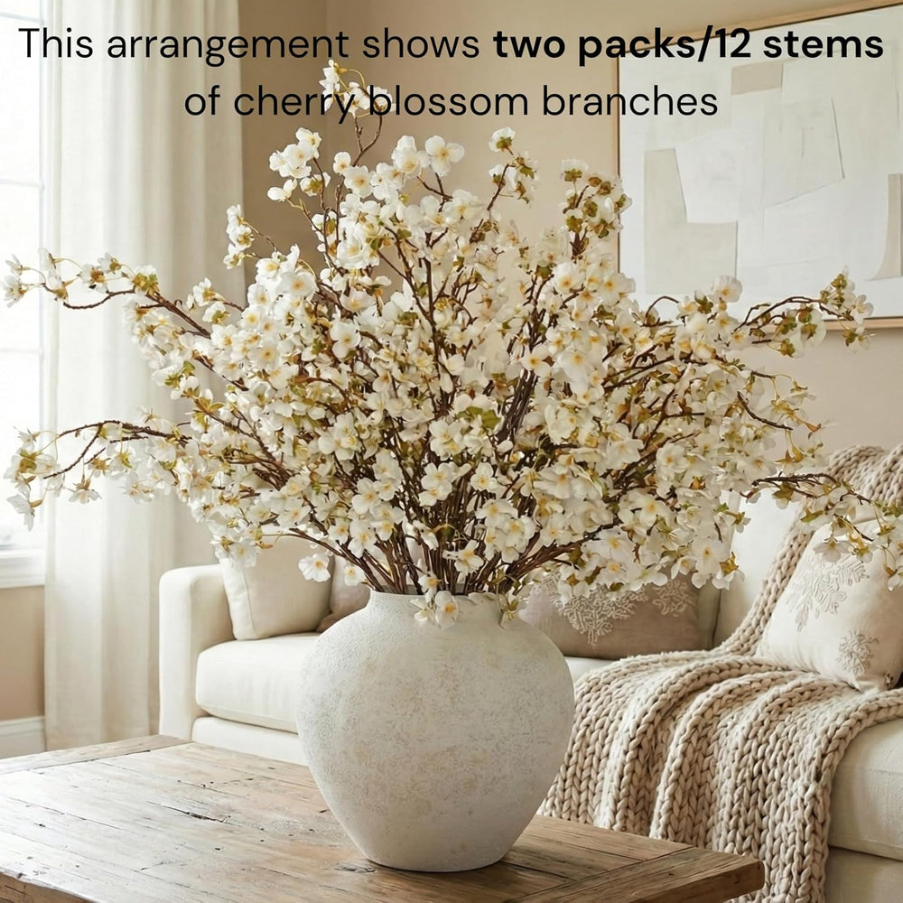 White Cherry Blossom Branches โ 6 Pcs 33.5" Long Stem Artificial Flowers