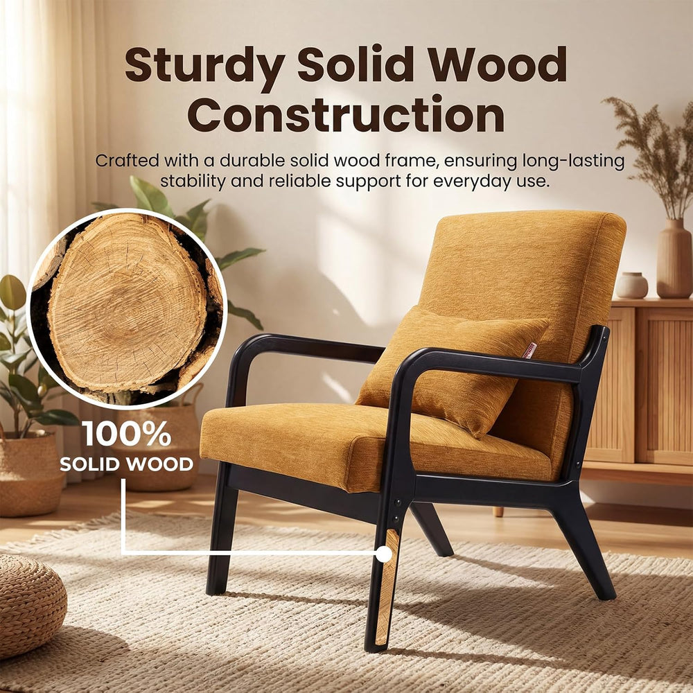 Achicsofar Accent Chair, Mid Century Modern Chenille Armchair with Pillow