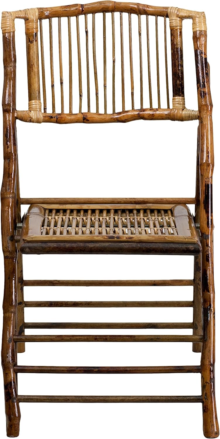 Flash Furniture Folding Bohemian Bamboo Chairs with Curved Backs, Modern Bamb...