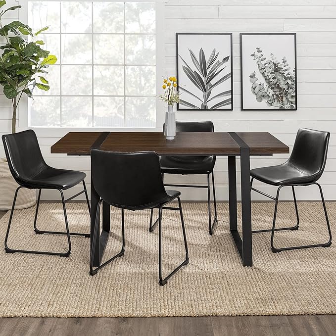LEMBERI Faux Leather Dining Chairs Set of 2, 18 Inch Modern Kitchen & Din...