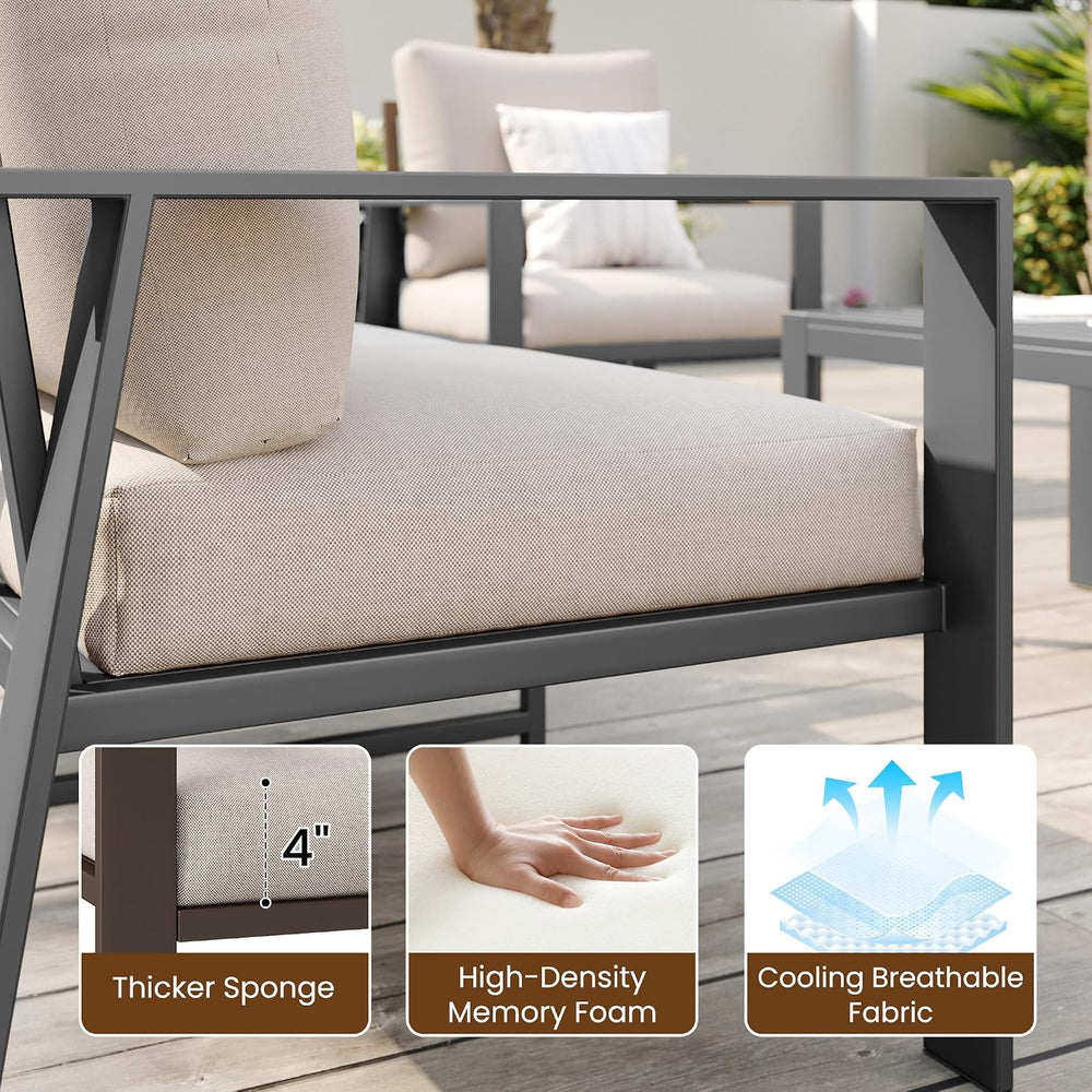 Aluminum Outdoor Loveseat with Coffee Table Small Furniture Patio Love Seat C...
