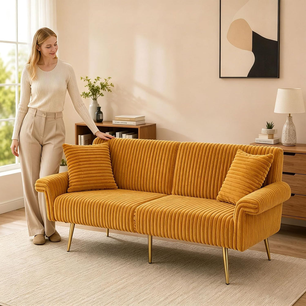 79" Convertible Sleeper Sofa Bed, 2-Seat Futon Couch with 2 Pillows