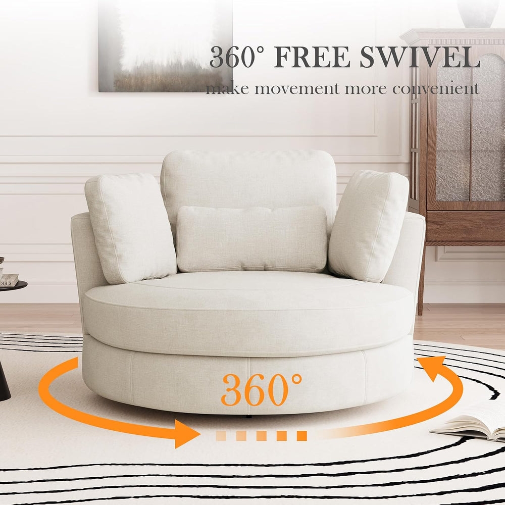 Aoiy & Wifon 50'' W Oversized Swivel Barrel Chair with Storage Ot...