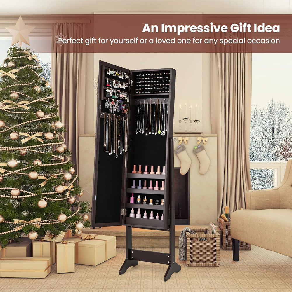 COSTWAY Jewelry Armoire Cabinet, Standing Jewelry Organizer with Full-length ...