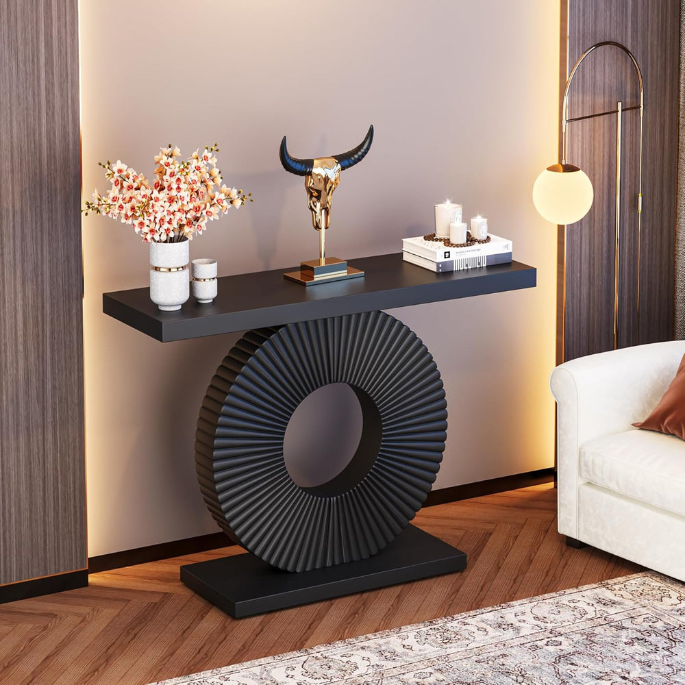 Tribesigns Modern Console Table with Geometric Base, 40 inch Wood Entryway Ta...