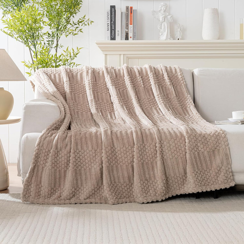 90x104 Inch Brown King Size Blanket - Soft & Fluffy Fleece, Neutral Tan C...
