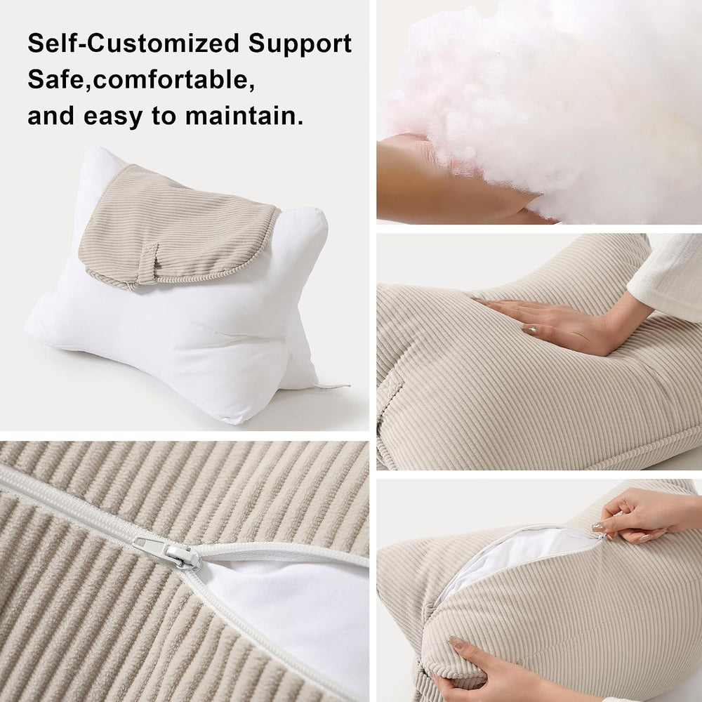 Pat. Pend. Corduroy Lumbar Support Back Pillow for Watching TV, Reading &...