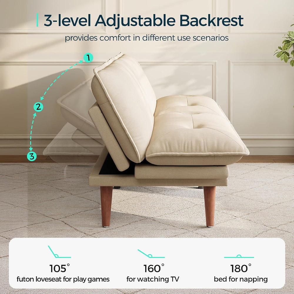 LINSY HOME Futon Sofa Bed, 70" Chenille Futon Couch with Adjustable Back...