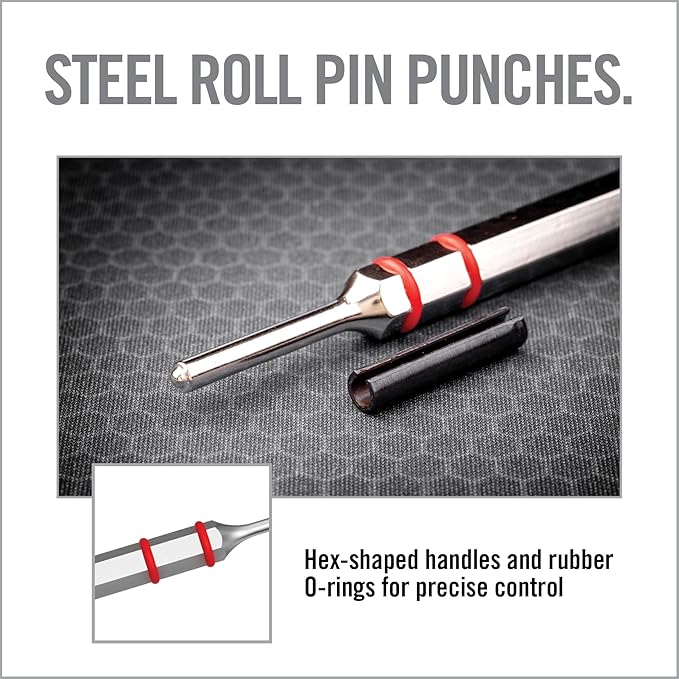 Real Avid Roll Pin Punch Set & Hammer + Non-Slip Magnetic Bench Block | 10
