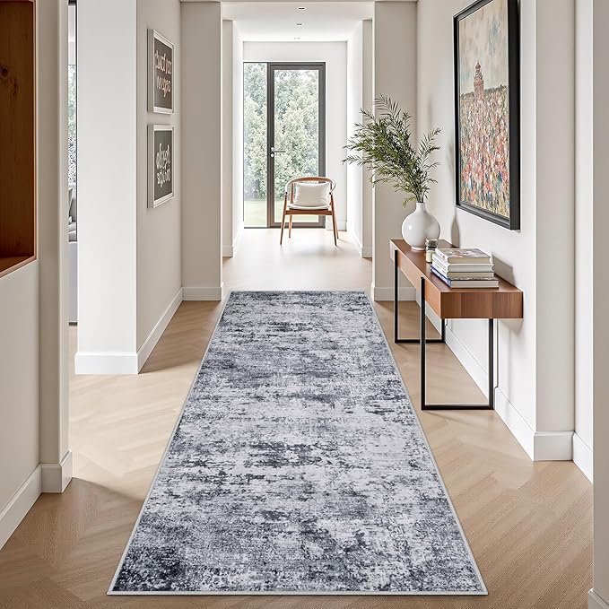 2.6'x8' Runner Rug Washable Rug;Modern Abstract Soft Thin Runner Rug ...