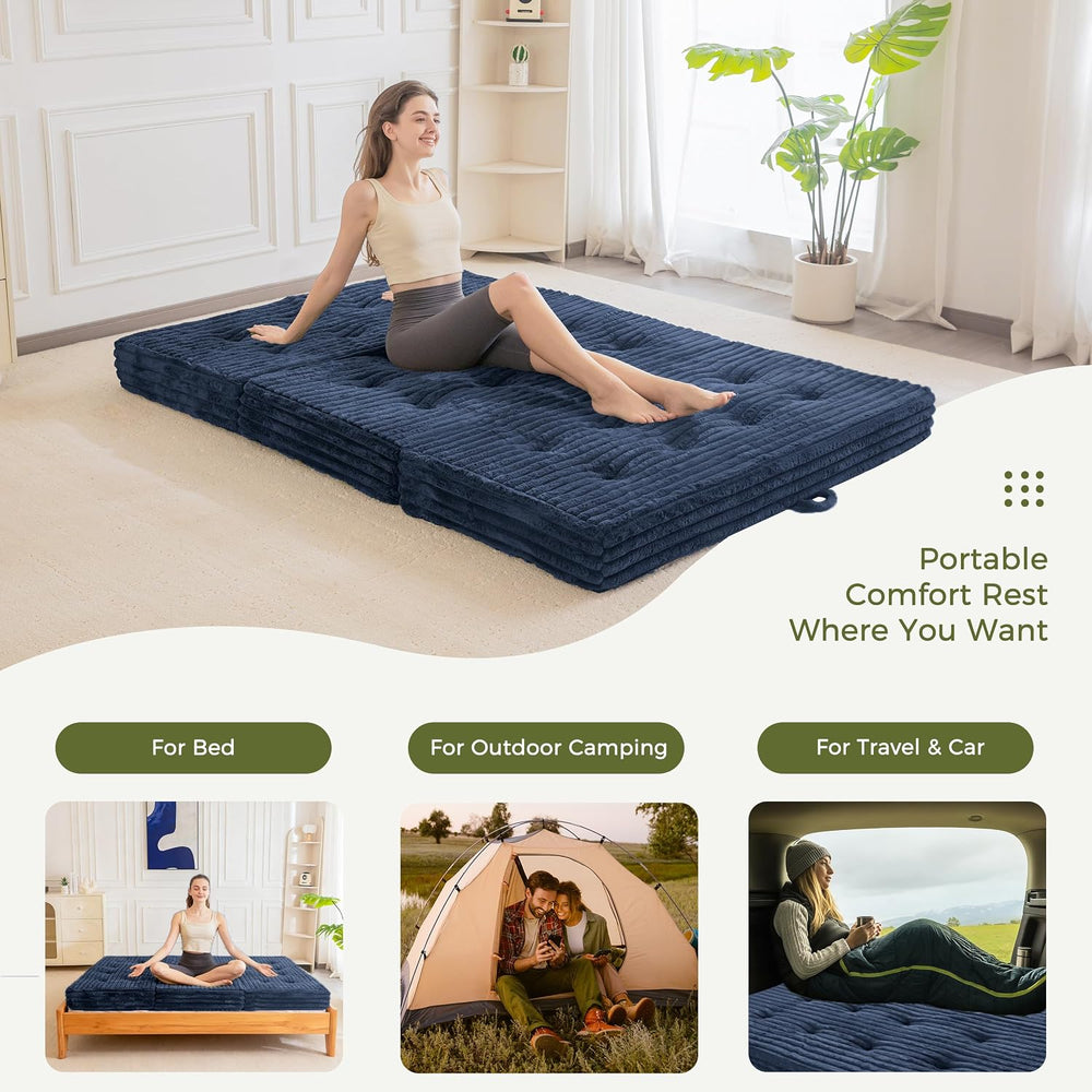 MAXYOYO Folding Sofa Couch Bed, 6 Inch Tri-Fold Floor Sofa Bed, Folding Mattr...