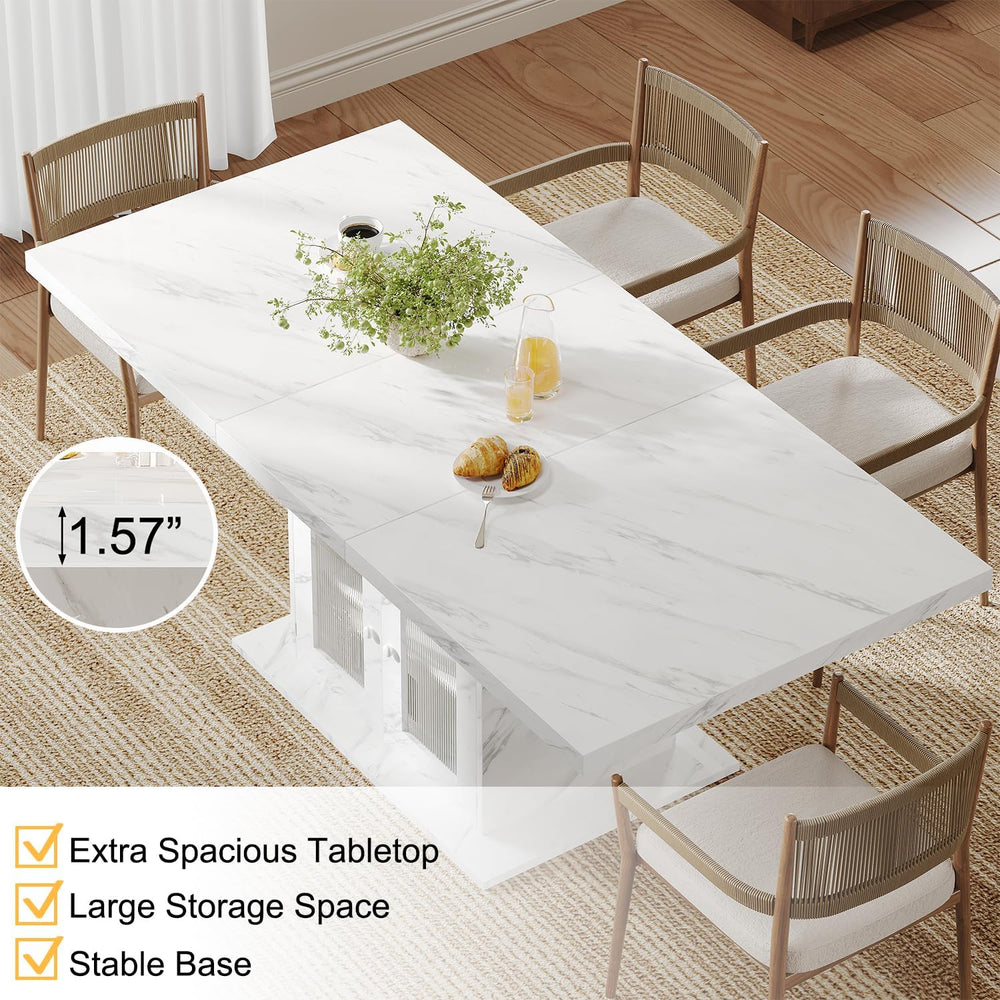 HSH Dining Table for 4–6, 63" Modern Kitchen Dining Room Table with Stor...