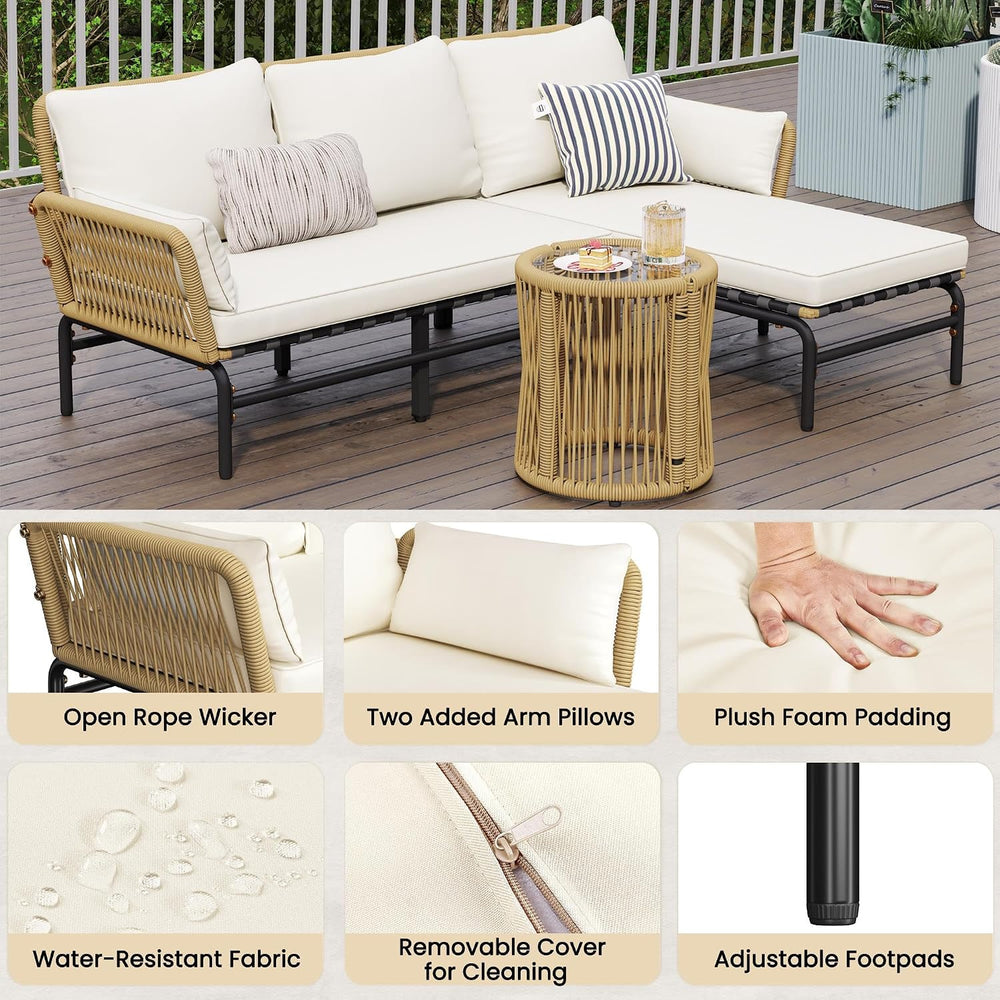 Yaheetech 3 Pieces L-Shaped Conversation Set, Outdoor Patio Furniture Set