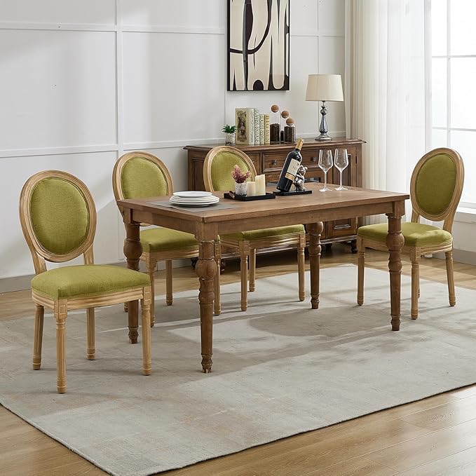 French Country Dining Chairs Set of 8, Olive Green Kitchen & Dining Room ...