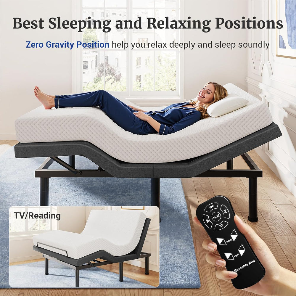 Tami Tami T450 Adjustable Bed Frame Twin XL with Remote, Ergonomic Adjustable...
