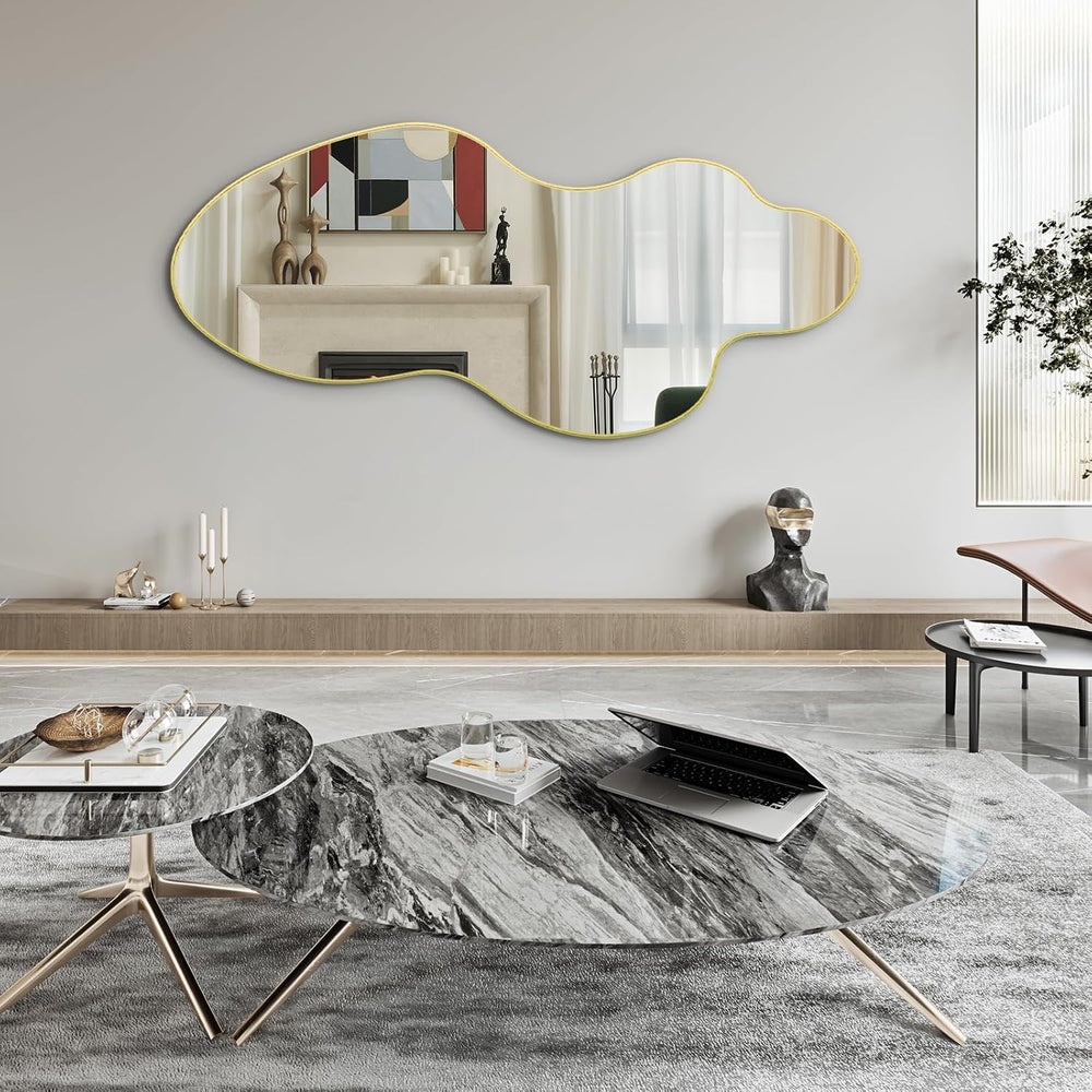 Irregular Wall Mirror, 55"x26" Asymmetrical Decorative Accent Mirro...