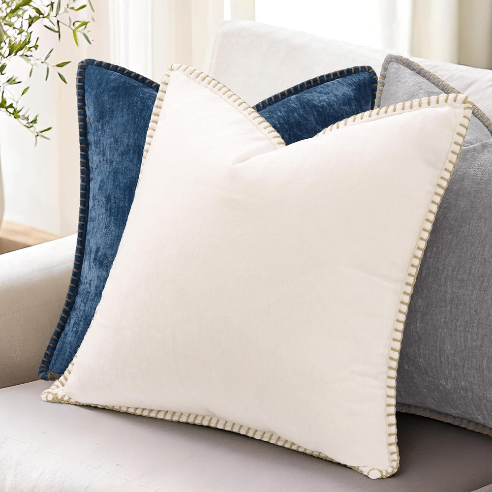 decorUhome Soft Chenille Throw Pillow Covers 22x22 Set of 2 Poseidon
