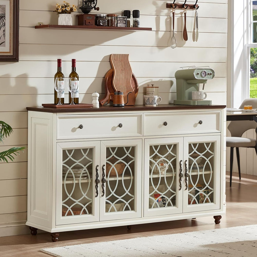 Joaxswe Farmhouse Sideboard Buffet Cabinet with Storage,59" Large Creden...