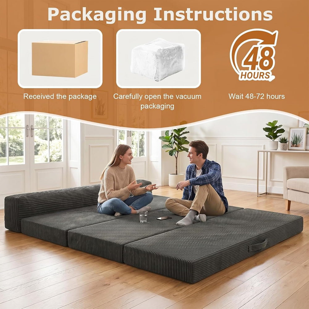 JUIKURY 6 Inch Tri-Fold Memory Foam Mattress Queen Size, 5 in 1 Convertible S...
