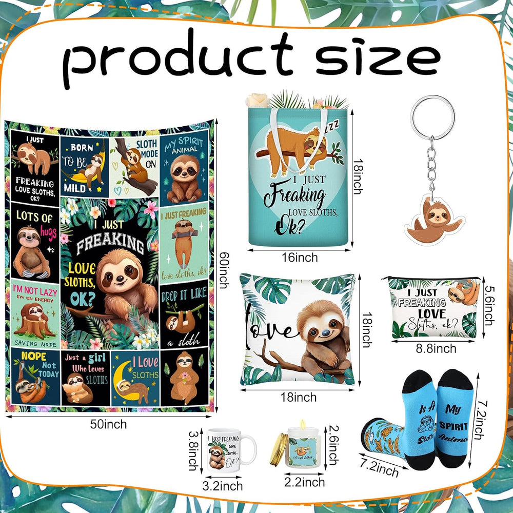 9 Pcs Sloth Gifts for Sloth Lovers Set for Women Include 60 x 50'' Bl...