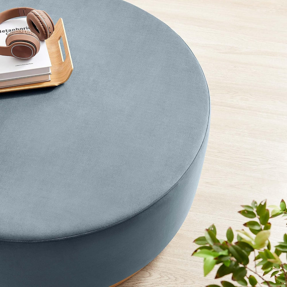 Modway Large 38" Round Performance Velvet Upholstered Upholstered Ottoman