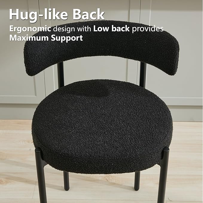 Boucle Dining Chairs Set of 6, Mid Century Modern Dining Room Chairs with Bar...