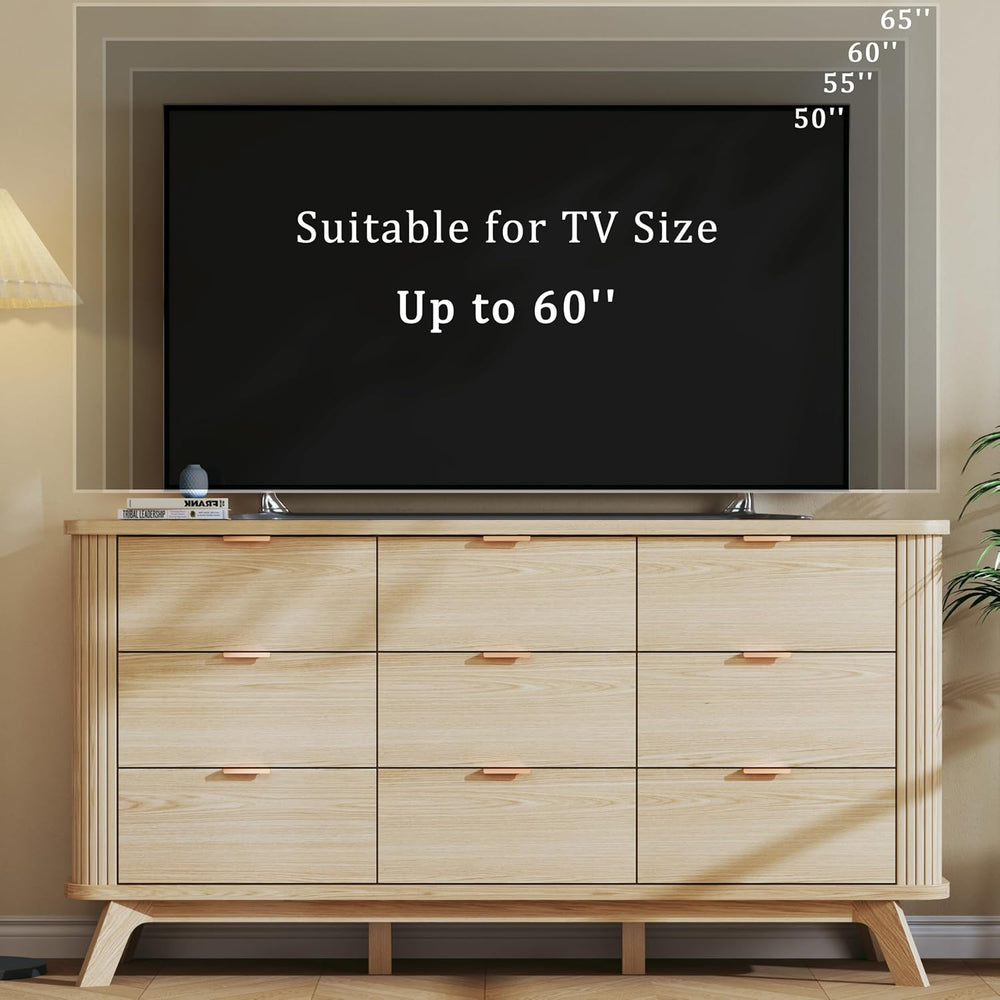 Fluted 9 Drawers Dresser, 60" Mid Century Modern & Chests of Drawers...