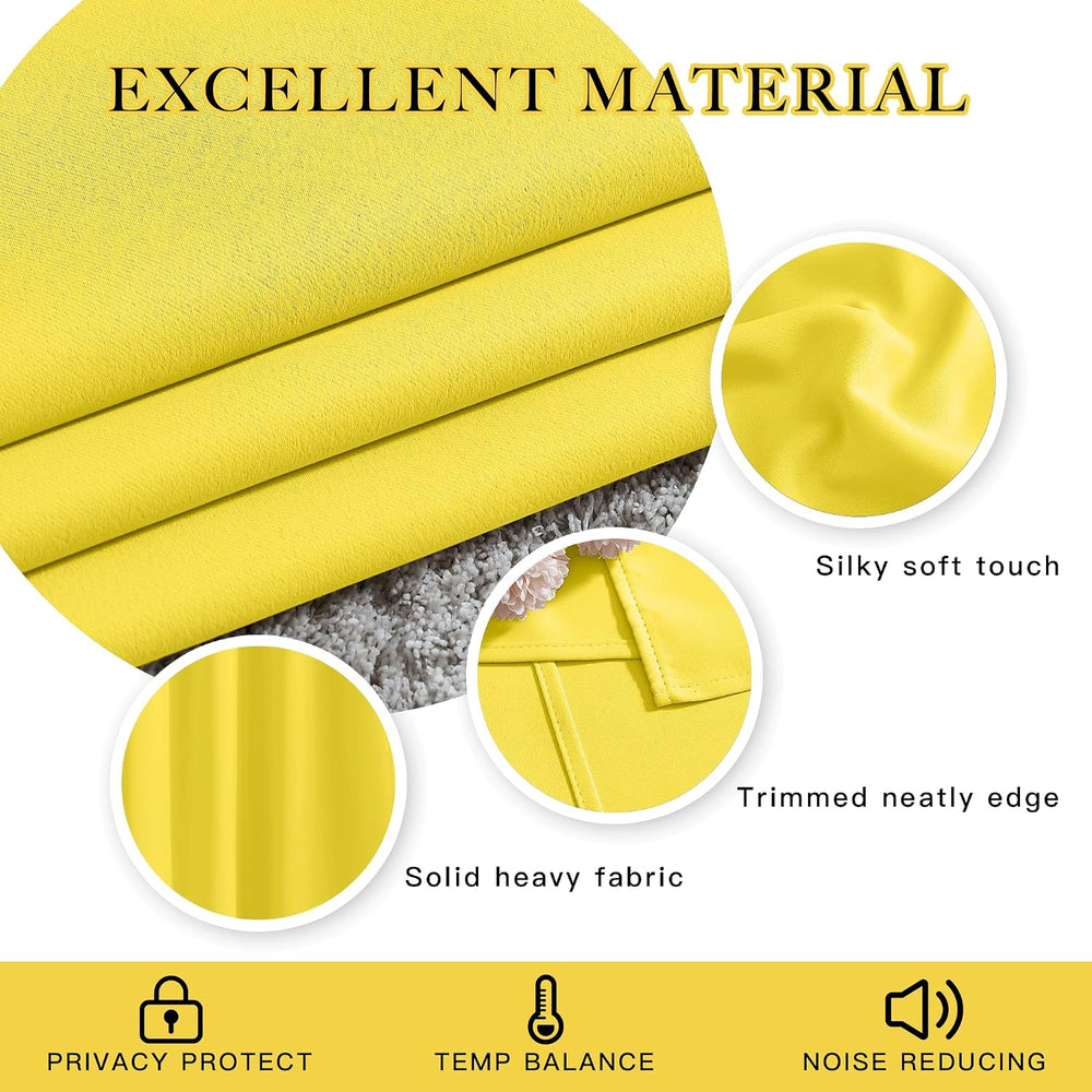 NICETOWN Bright Yellow Blackout Curtains for Bedroom, 2 Panels, W52xL84