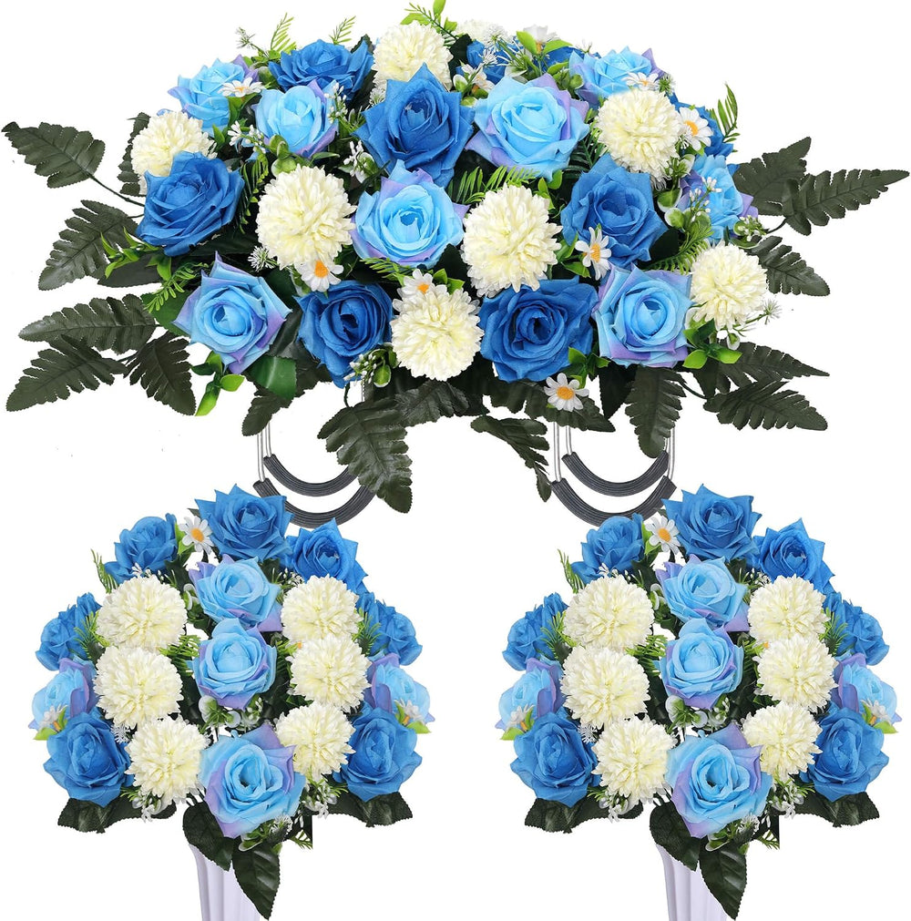 Lodou 3Pack Cemetery Decorations for Grave Large Headstone Flower Saddle Arti...