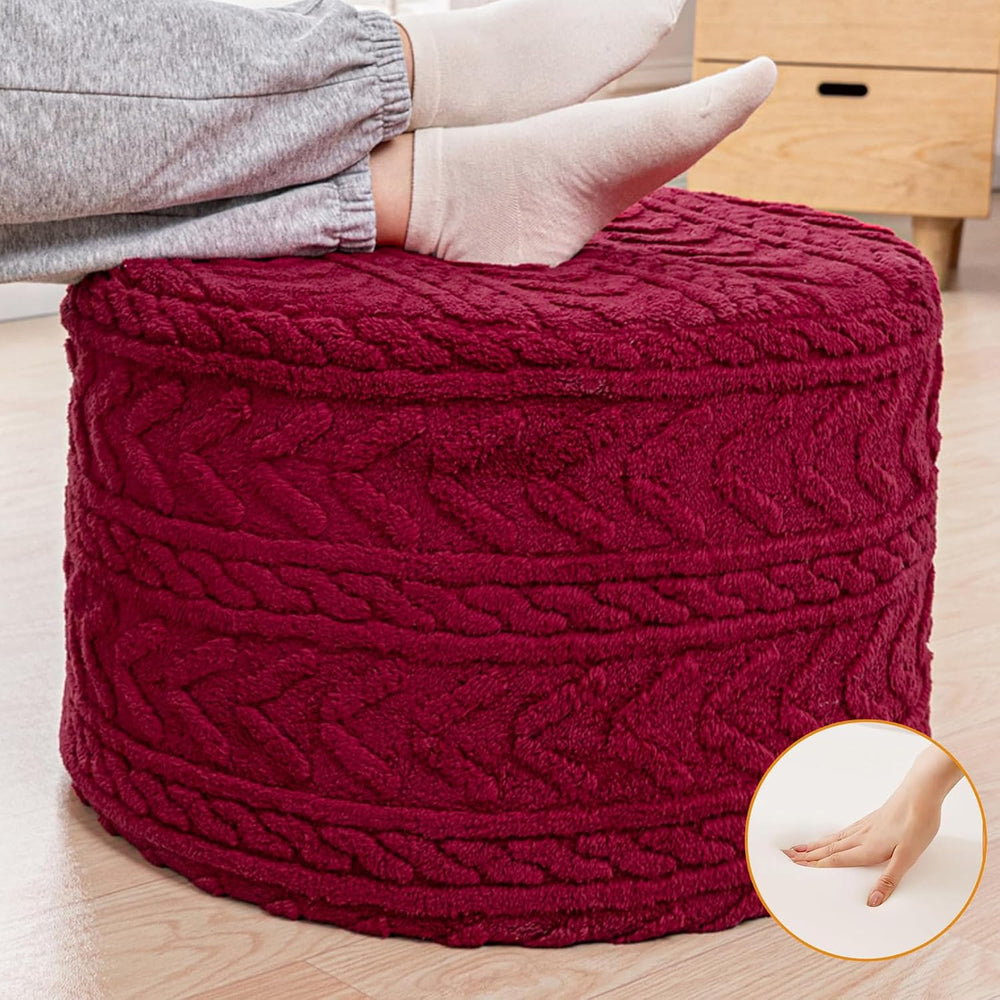 Boucle Pouf Ottoman and Foot Rest 20 x 20 x 14 Inches Floor Pouf Foot Stool H...