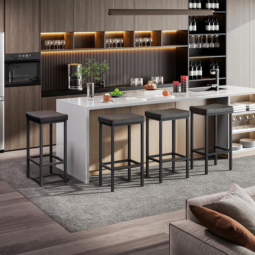 HOOBRO Bar Stools, Set of 2 Bar Chairs, Counter Height Stools, Saddle Barstoo...