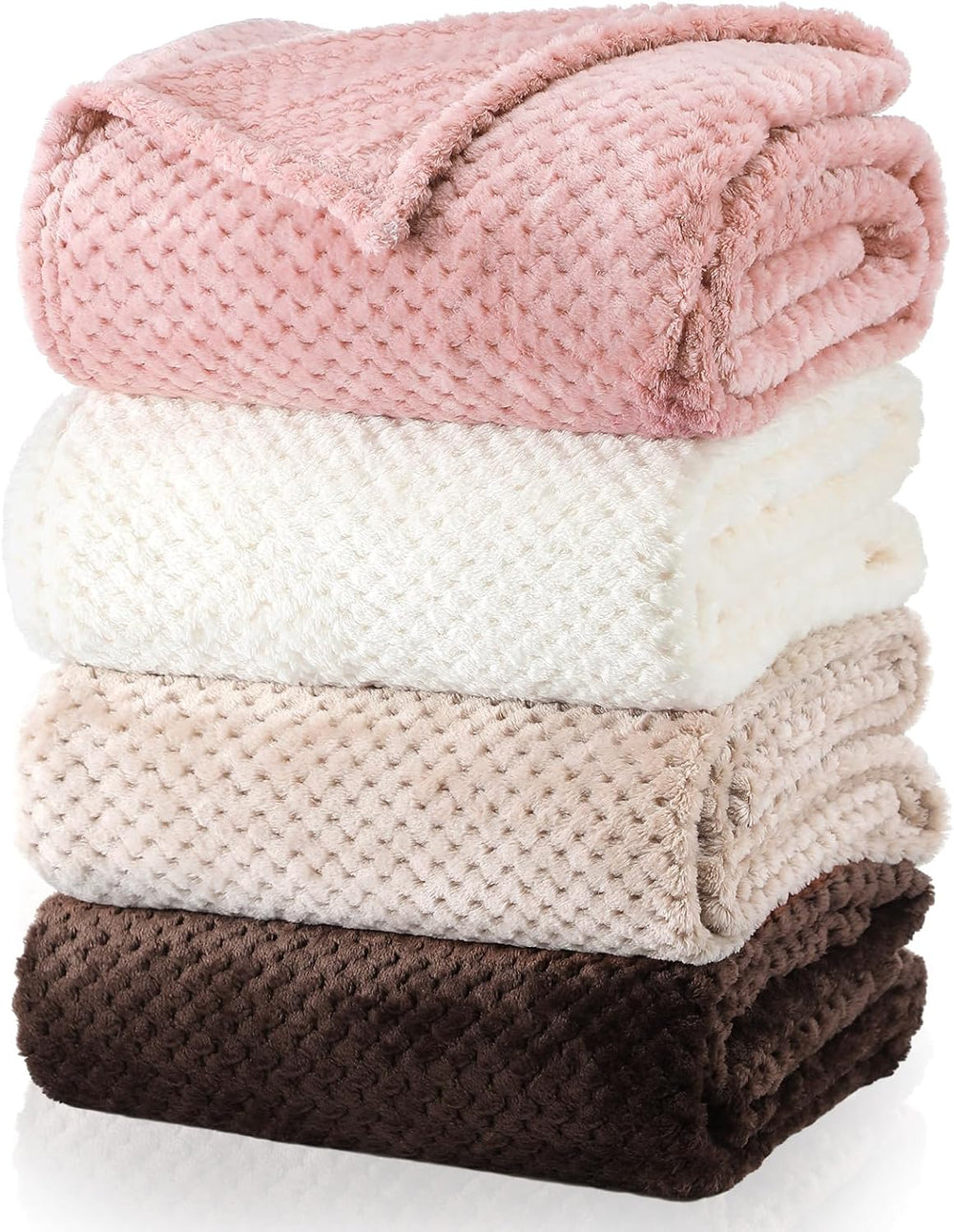 Newwiee 4 Pcs Flanne Fleece Throw Blanket
