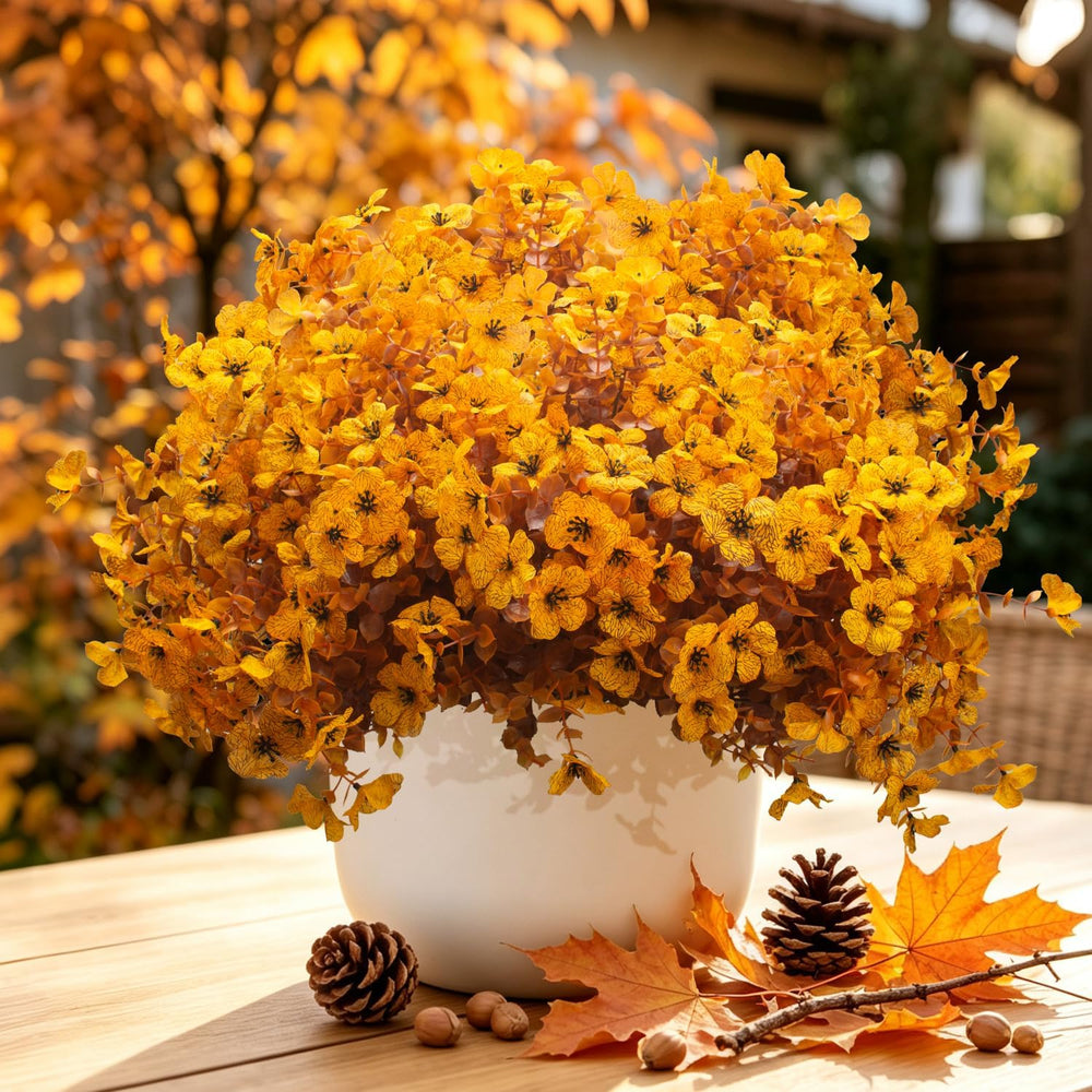 Grunyia 20 Bundles Artificial Outdoors Flowers (Fall Yellow)
